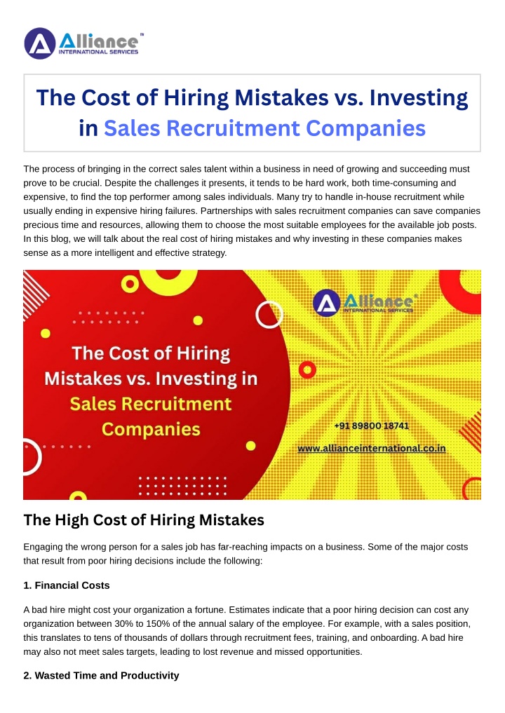 the cost of hiring mistakes vs investing in sales n.w