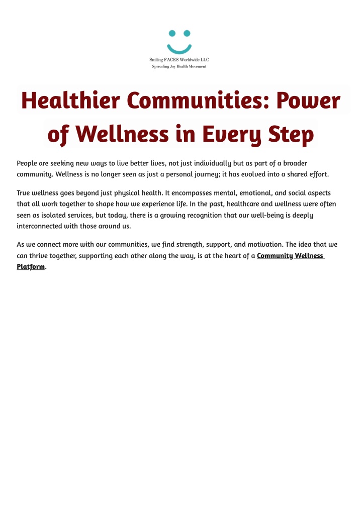 healthier communities power of wellness in every n.w