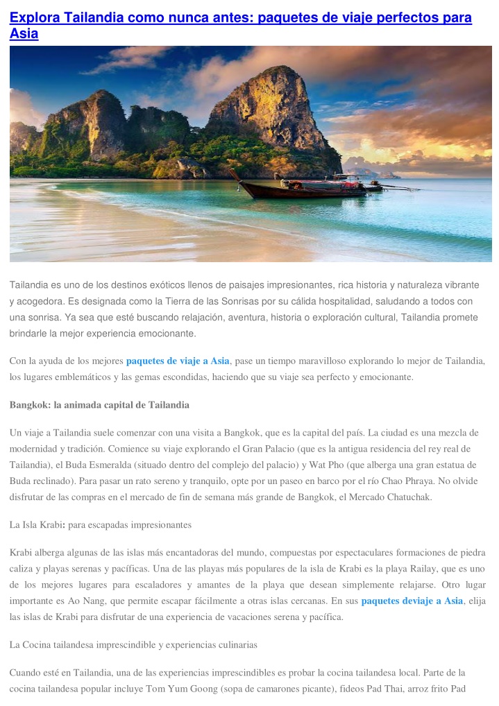 explora tailandia como nunca antes paquetes n.w