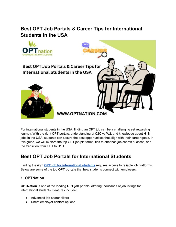 best opt job portals career tips n.w