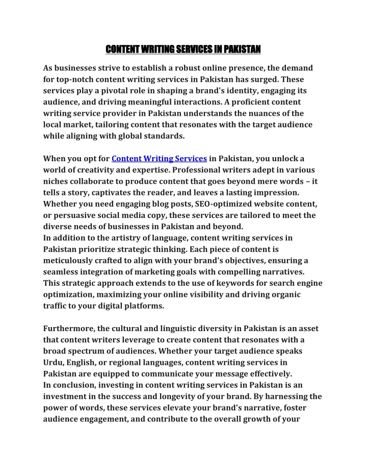 content writing services in pakistan content n.w