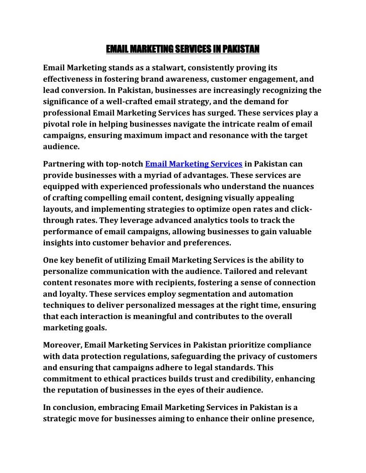 email marketing services in pakistan email n.w
