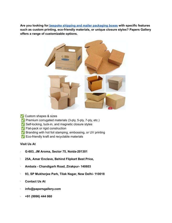 are you looking for bespoke shipping and mailer n.w