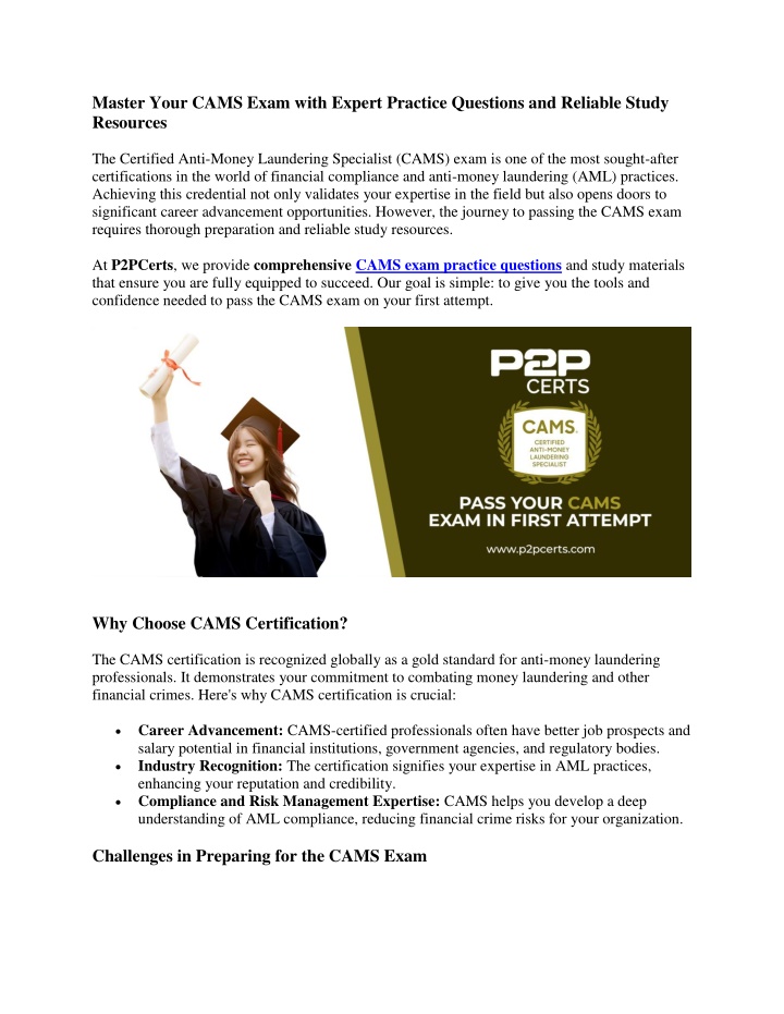 master your cams exam with expert practice n.w