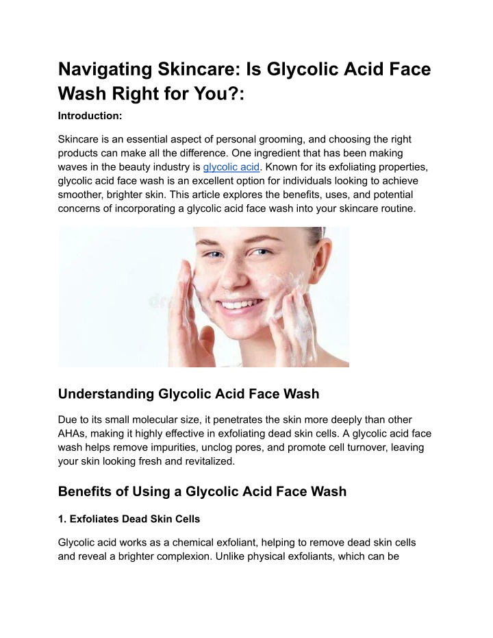 navigating skincare is glycolic acid face wash n.w