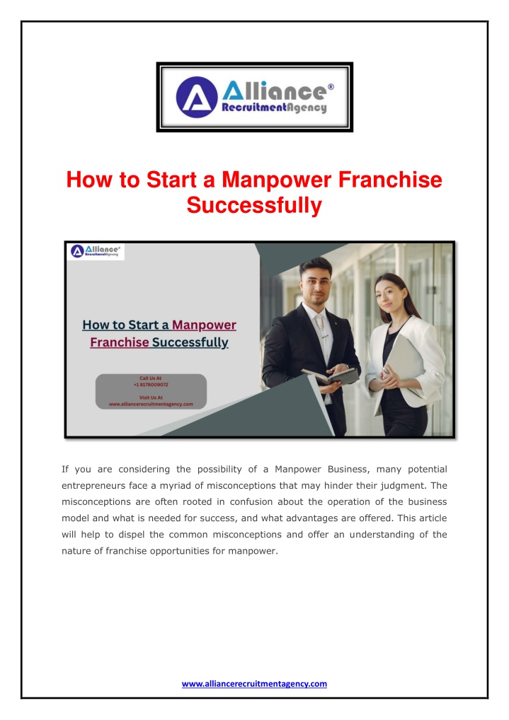 how to start a manpower franchise successfully n.w