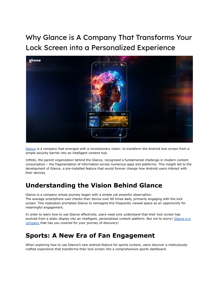 why glance is a company that transforms your lock n.w
