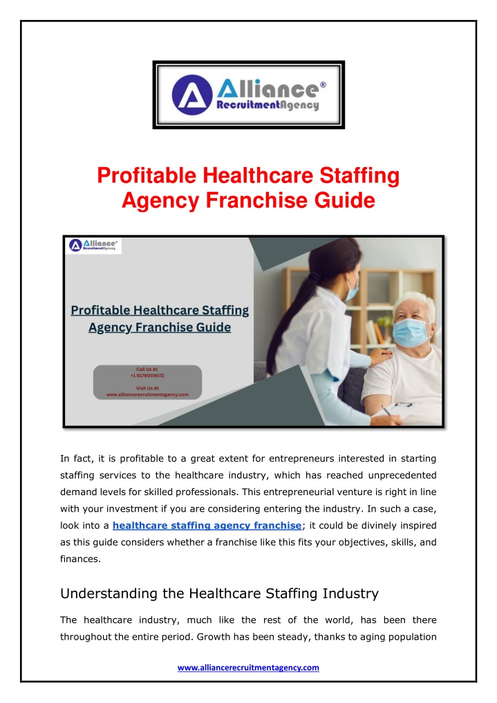 profitable healthcare staffing agency franchise n.w