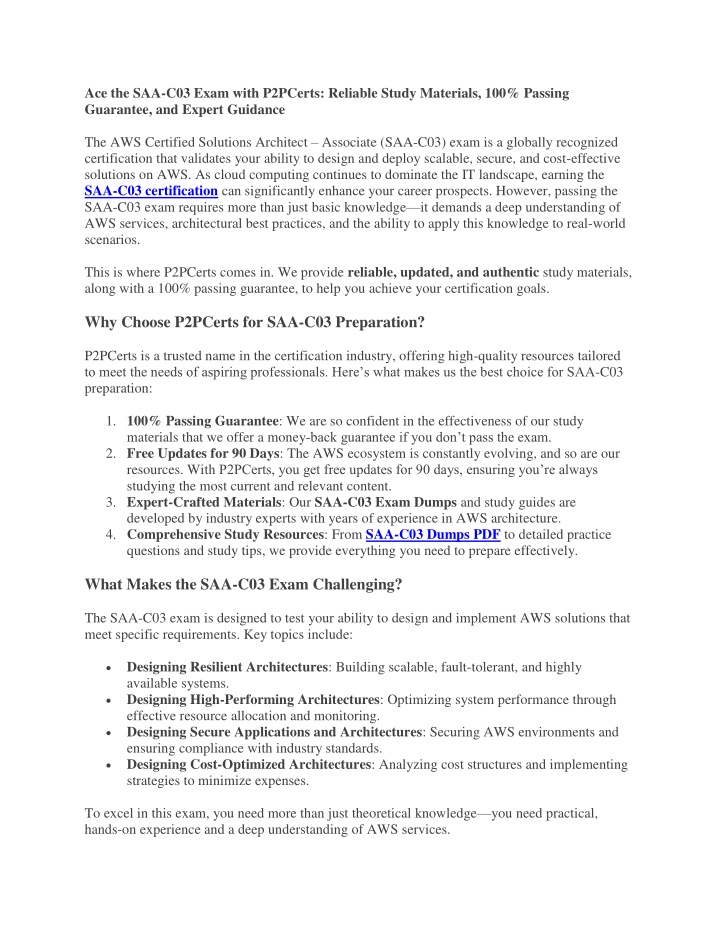 ace the saa c03 exam with p2pcerts reliable study n.w