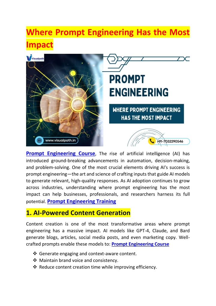where prompt engineering has the most impact n.w