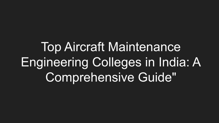top aircraft maintenance engineering colleges n.w