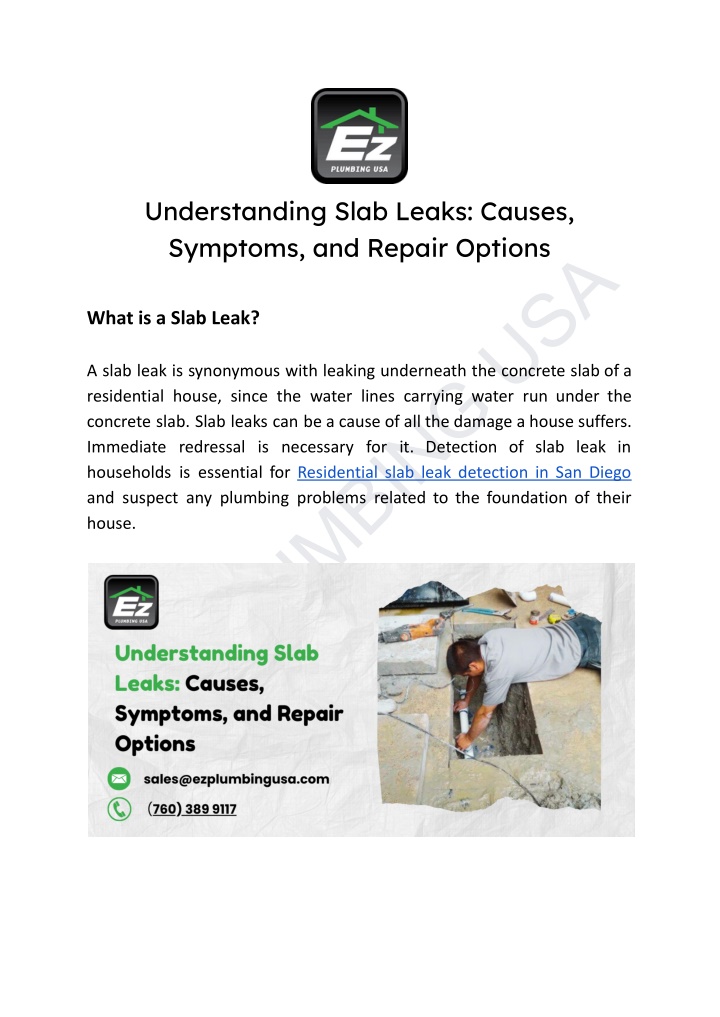 understanding slab leaks causes symptoms n.w