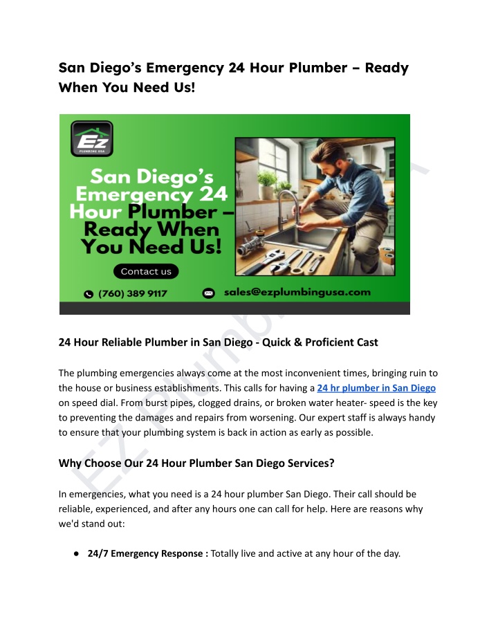 san diego s emergency 24 hour plumber ready when n.w