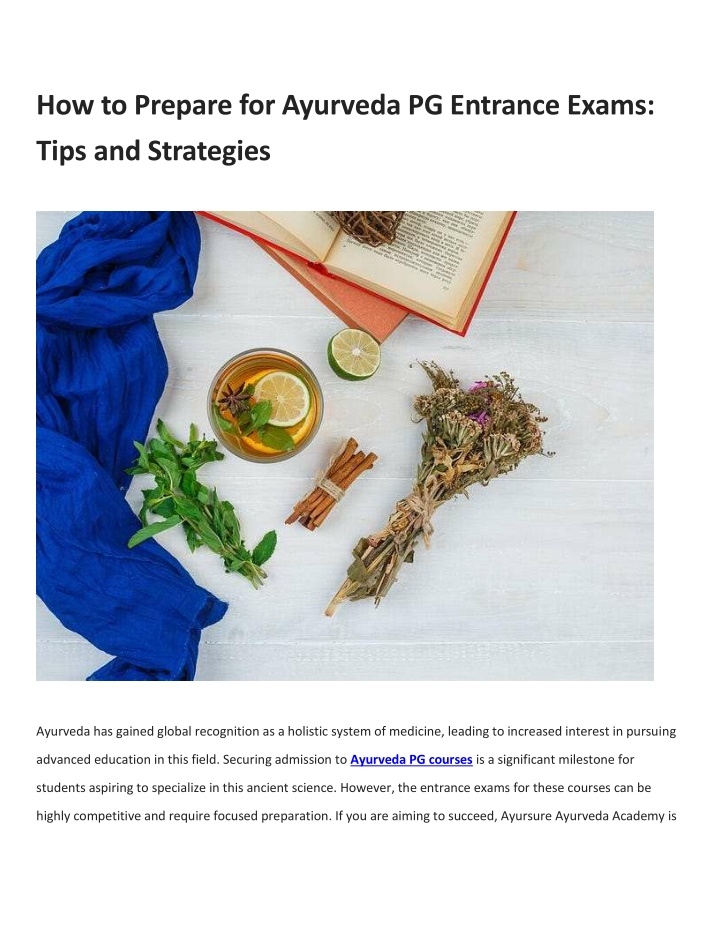 how to prepare for ayurveda pg entrance exams n.w