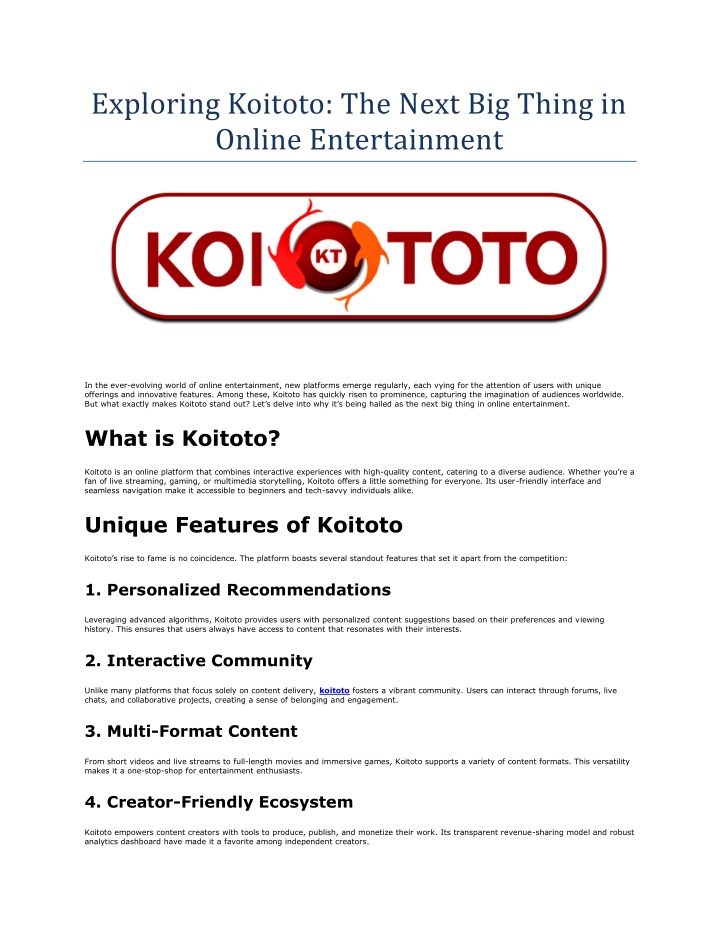 exploring koitoto the next big thing in online n.w