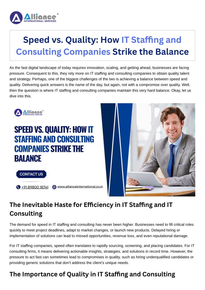 speed vs quality how it sta ng and consulting n.w