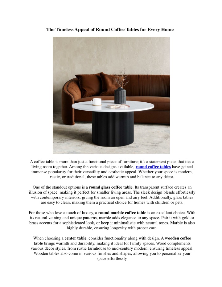 The Timeless Appeal of Round Coffee Tables for Every Home