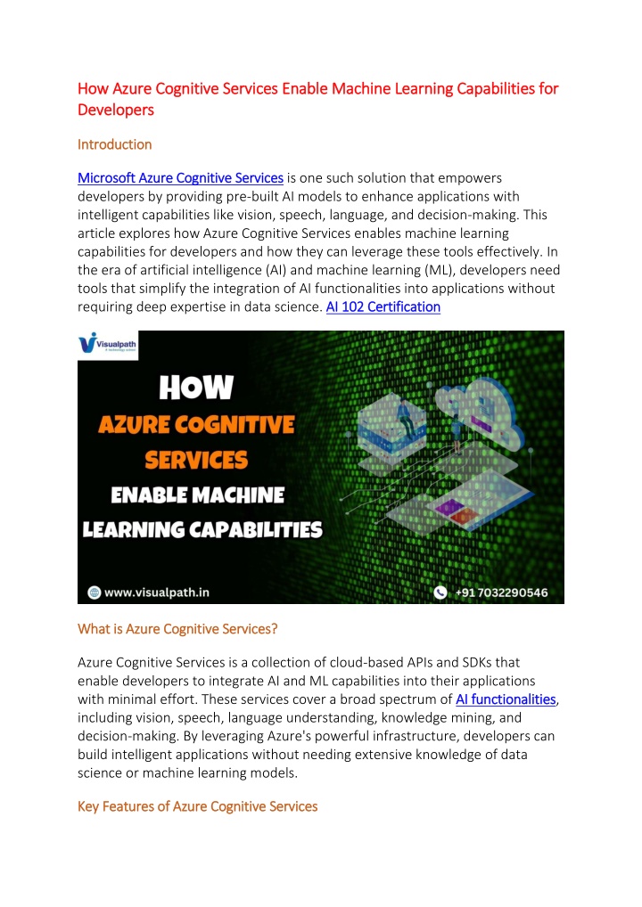 how azure cognitive services enable machine n.w
