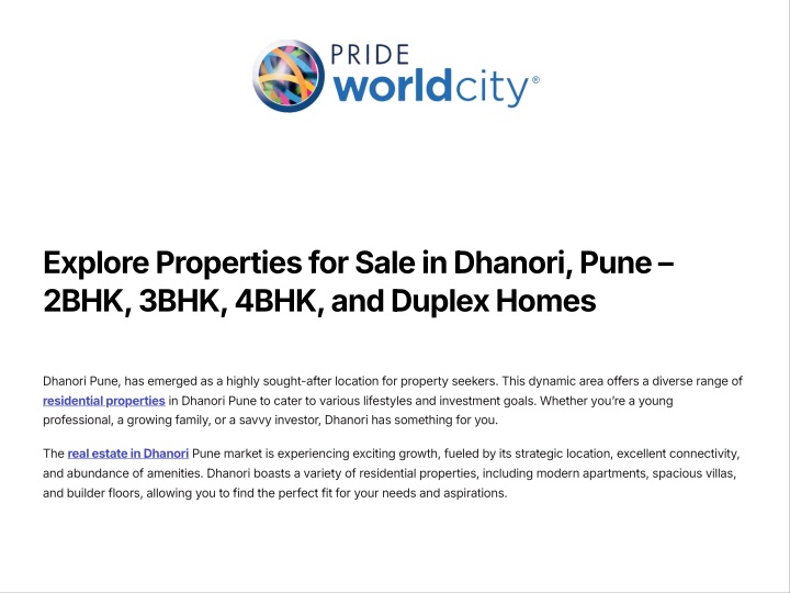 explore properties for sale in dhanori pune 2bhk n.w