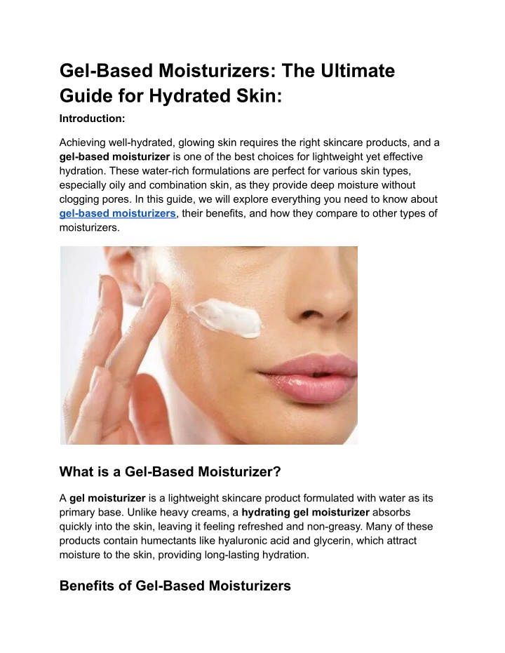 gel based moisturizers the ultimate guide n.w