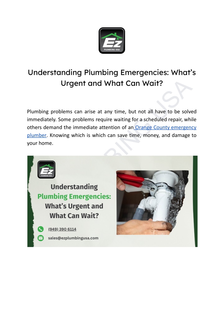 understanding plumbing emergencies what s urgent n.w