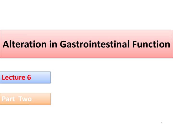 Alteration in Gastrointestinal Function