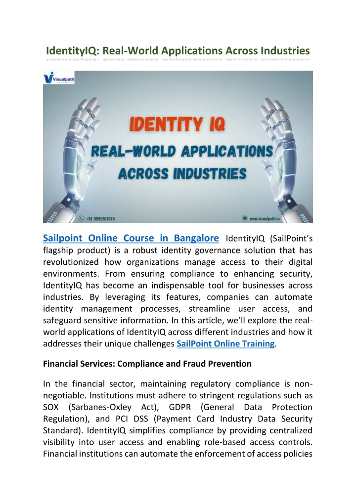 identityiq real world applications across n.w