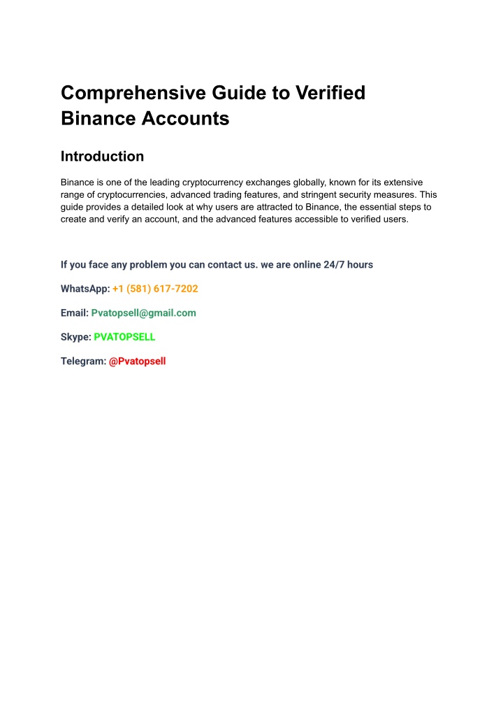 comprehensive guide to verified binance accounts n.w