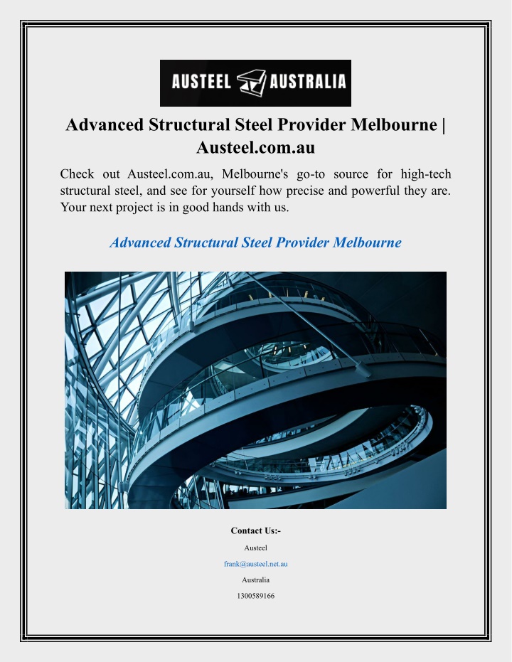 advanced structural steel provider melbourne n.w