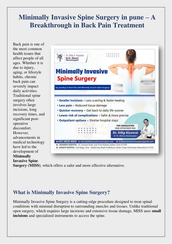 minimally invasive spine surgery in pune n.w