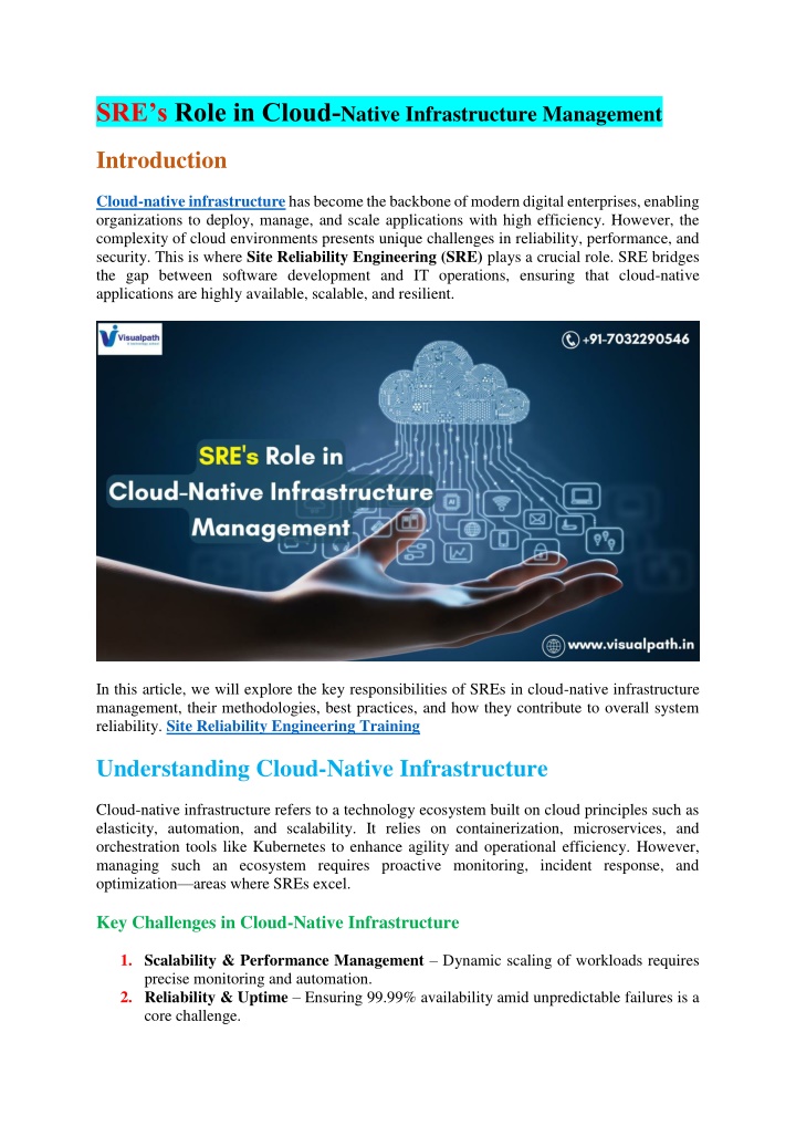 sre s role in cloud native infrastructure n.w