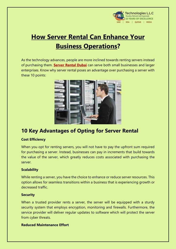 how server rental can enhance your business n.w