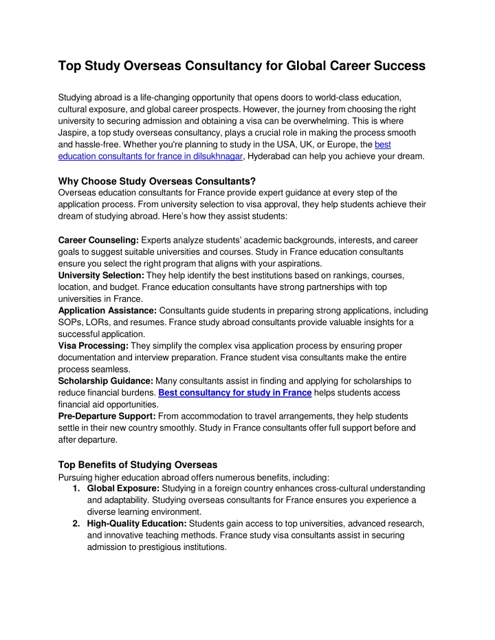 Top Study Overseas Consultancy for Global Career Success
