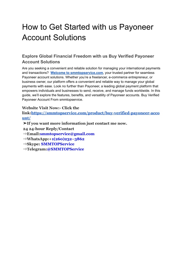 how to get started with us payoneer account n.w