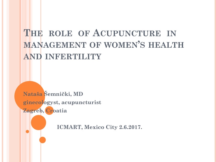The Role of Acupuncture in Women's Health Management and Infertility