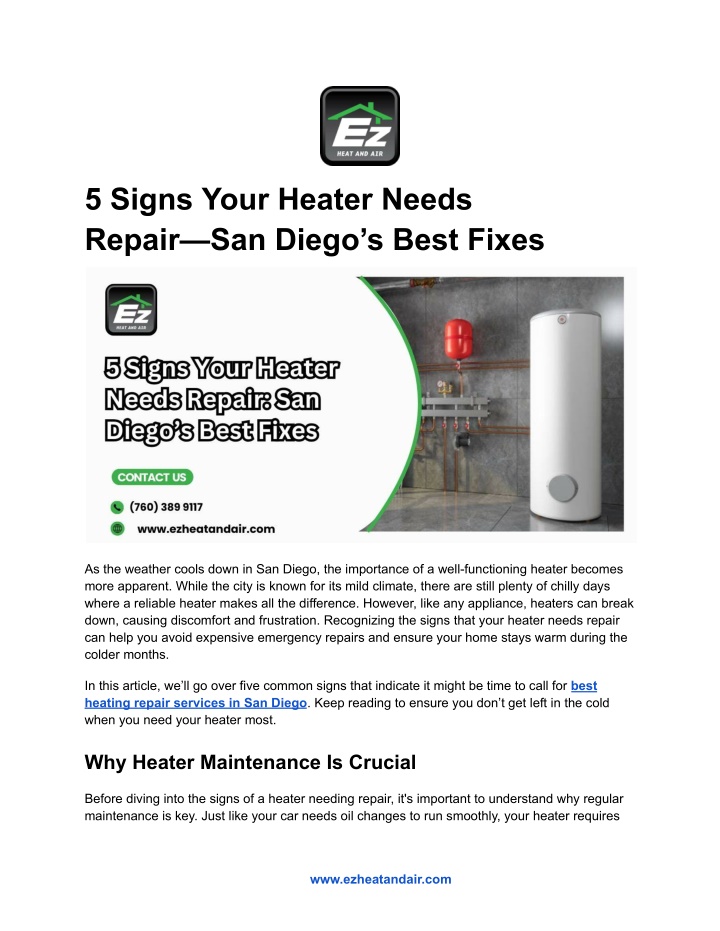 5 signs your heater needs repair san diego s best n.w