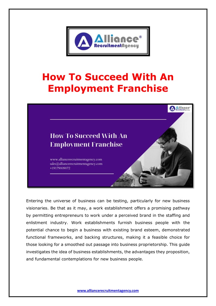 how to succeed with an employment franchise n.w