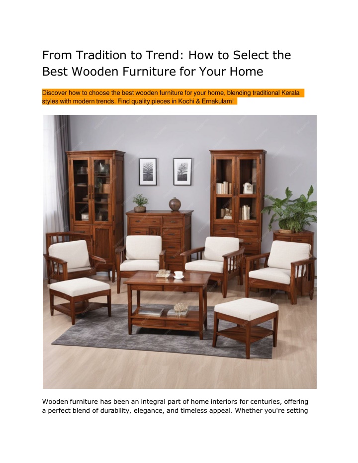 From Tradition to Trend - How to Select the Best Wooden Furniture for Your Home