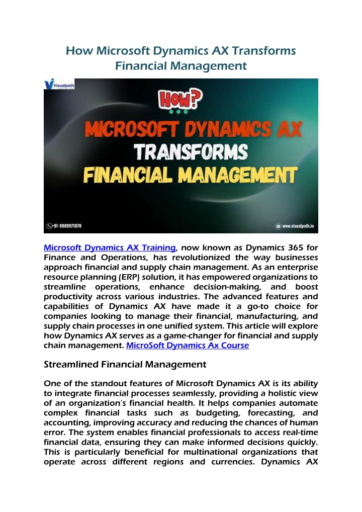 how microsoft dynamics ax transforms financial n.w