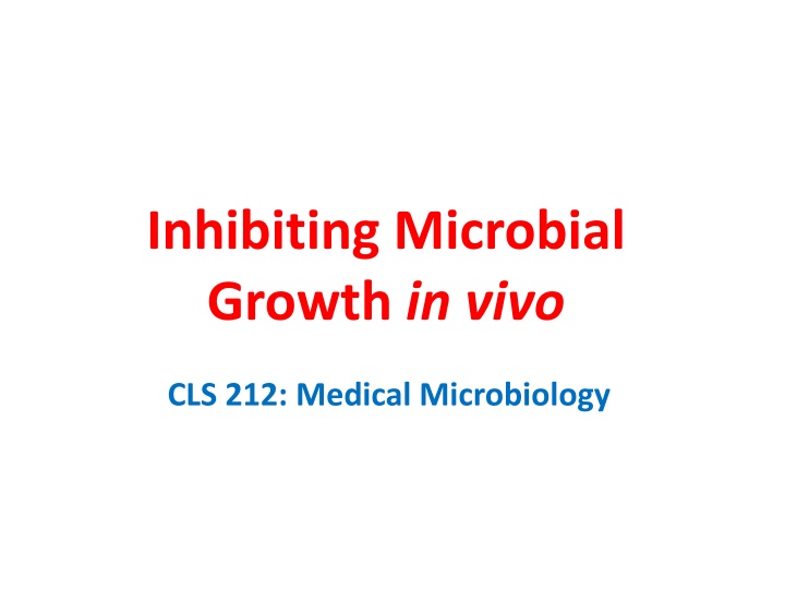 Inhibiting Microbial Growth in vivo: Medical Microbiology