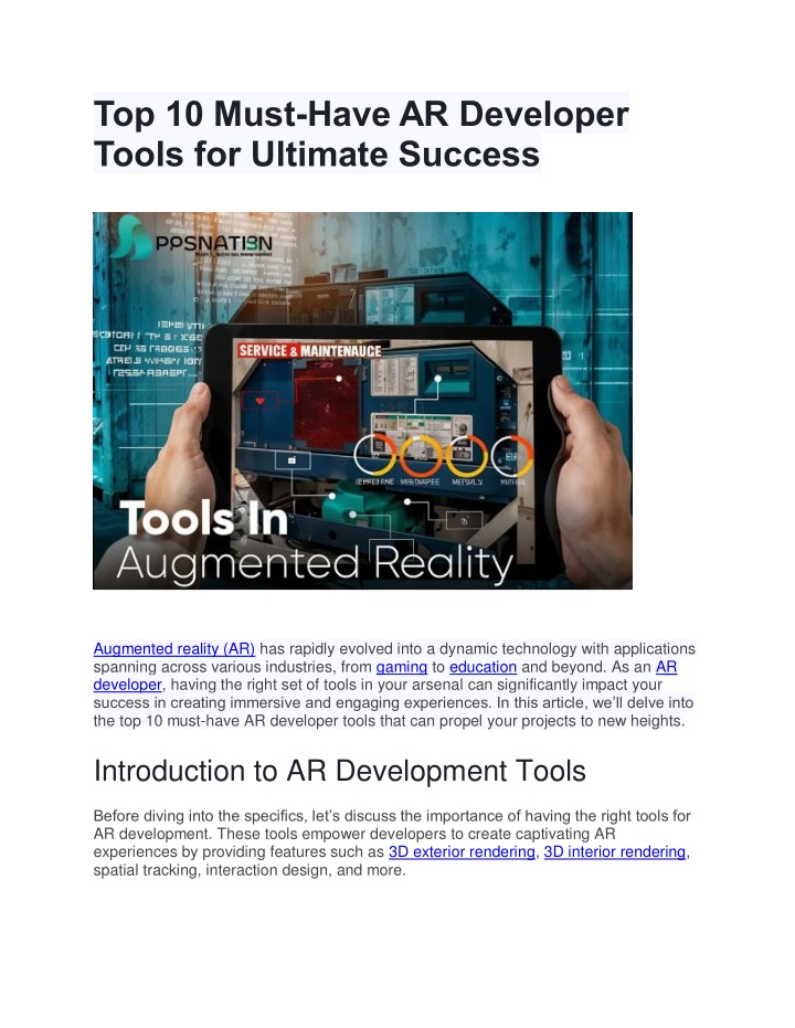 top 10 must have ar developer tools for ultimate n.w