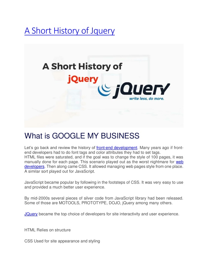 a short history of jquery n.w
