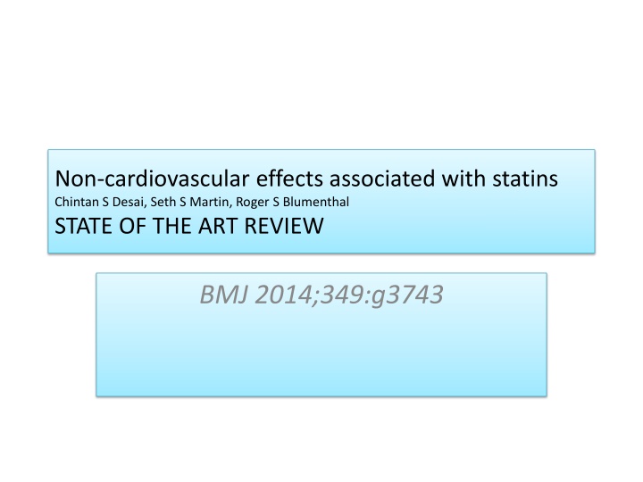 Non-Cardiovascular Effects of Statins