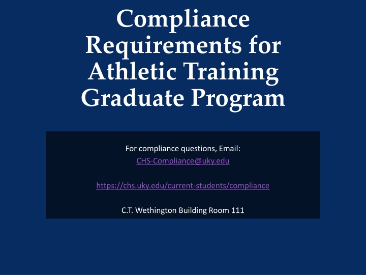 Compliance Requirements for Athletic Training Program