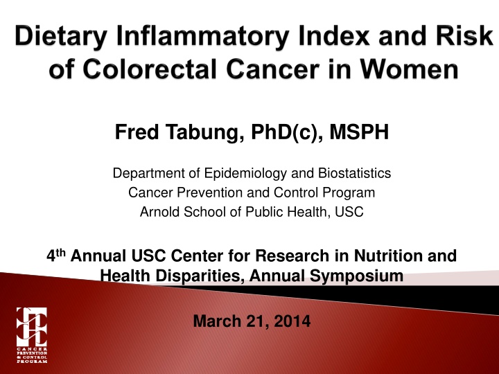 Development of Dietary Inflammatory Index in Cancer Prevention