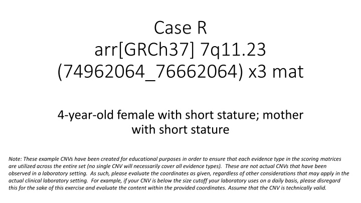 Detailed Evaluation of Genomic Content - CNV.R Overlaps 7q11.23 Distal Region