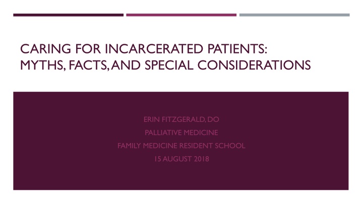 Caring for Incarcerated Patients: Myths, Facts, and Special Considerations