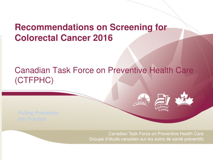 Recommendations on Screening for Colorectal Cancer - Canadian Task Force