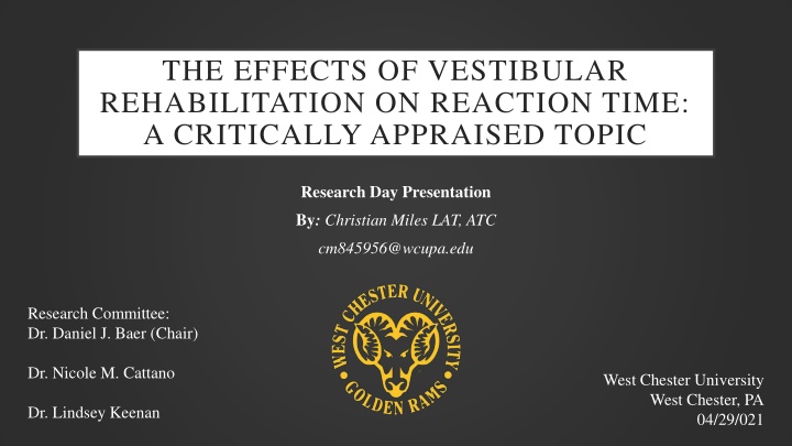 Effects of Vestibular Rehabilitation on Reaction Time in Mild Traumatic Brain Injuries