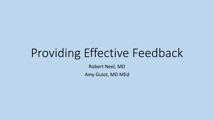 Providing Effective Feedback